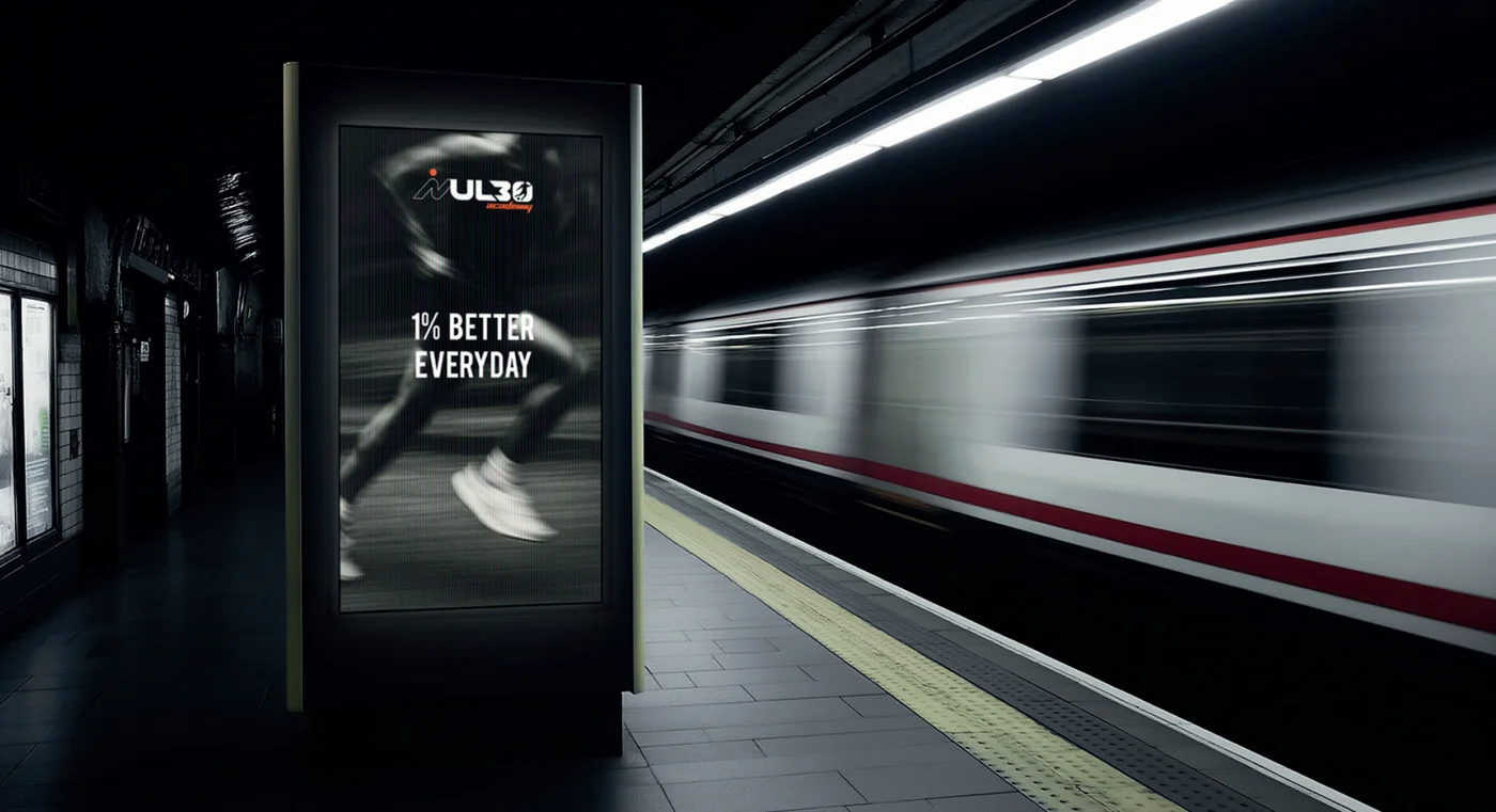 Poster mockup in a metro station